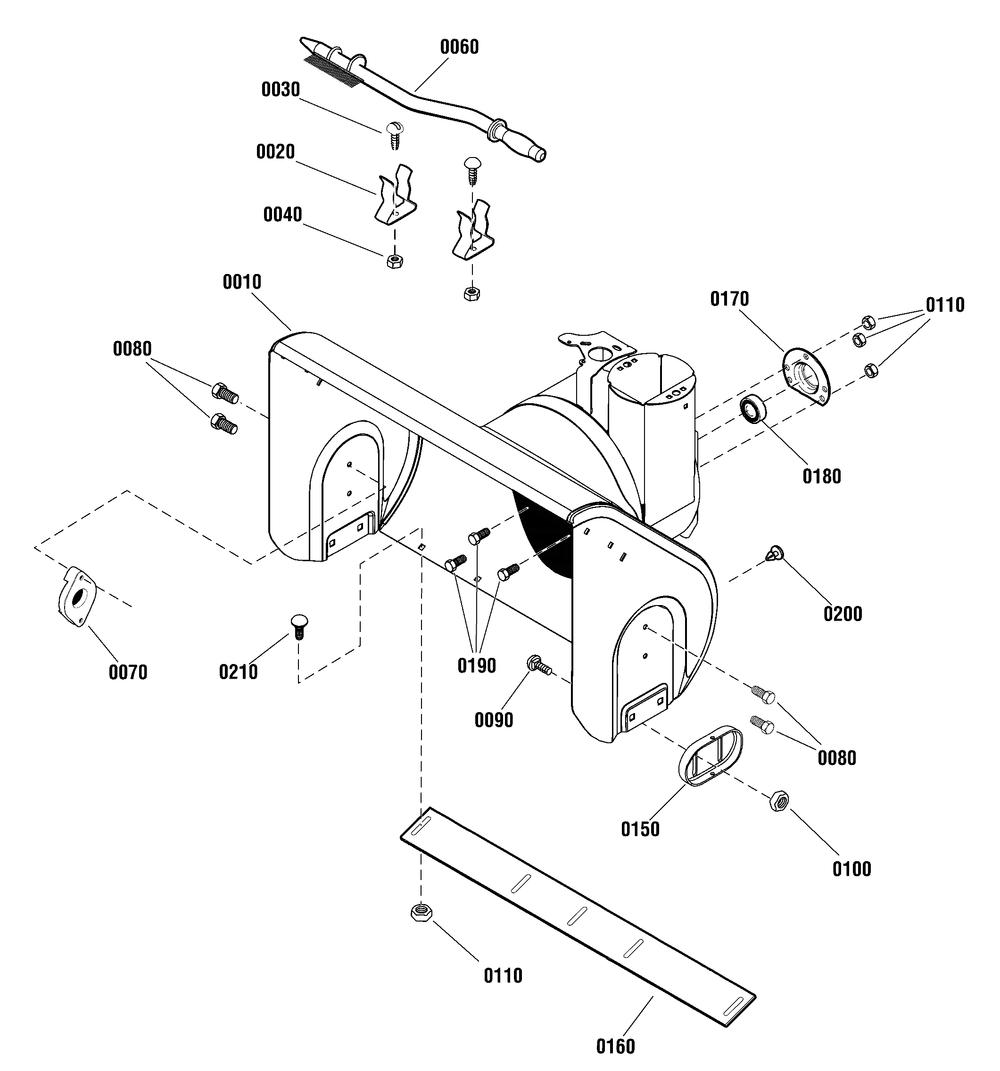 Auger Housing Group Diagram and Parts List for 1696282-00 2012 Briggs and Stratton Snow Blower